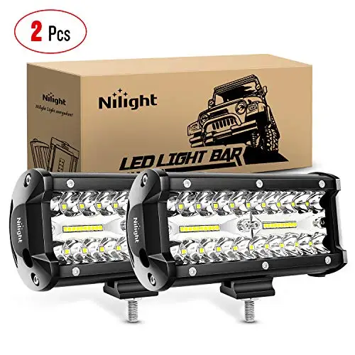 

6.5 Inch 2 Piece Spot and Flood Combo Bar Driving Waterproof Led Work Light Triple Rows Off-Road Jeep Cabin, Fits Car, Truck, AT