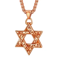 collare magen david star necklaces pendants gold color stainless steel necklace women jewish israel jewelry men pendant p052