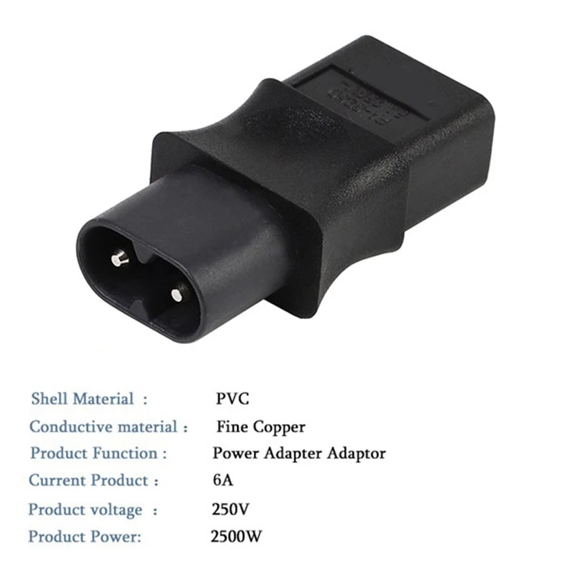 2PCS 2-Pin Iec 320 C8 Male To C9 Female Ac Adapter 6A/250V Industrial Power Converter