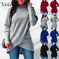 volemo 2022 autumn winter plus size women sweatshirt long sleeve irregular pocket hoodie casual womens sweatshirt coat tops