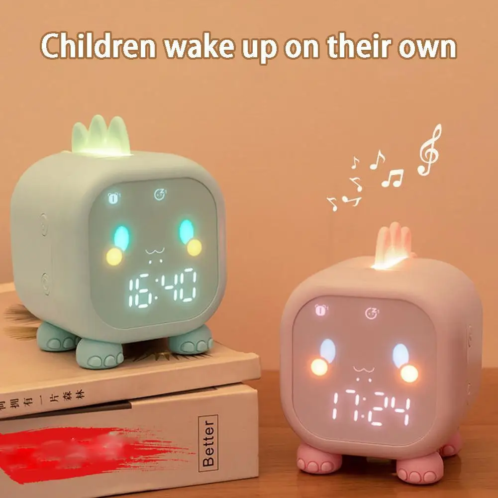 Cute Alarm Clock For Children Dinosaur Digital Led Lamp Night Light Bedside Desktop Kids Sleep Trainier Wake Up Bedside Clock