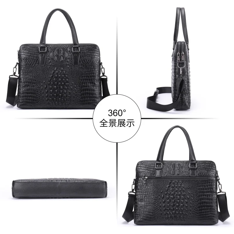 New Cowhide Business Men Briefcase Luxury Horizontal Laptop Bag Large Capacity Crossbody Bag For Male