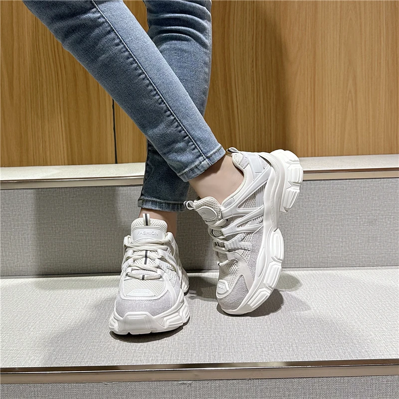 New Women Genuine Leather Sneakers Flats Platforms Cross tied Spring Summer Casual Shoes Woman Fashion Sport Shoes