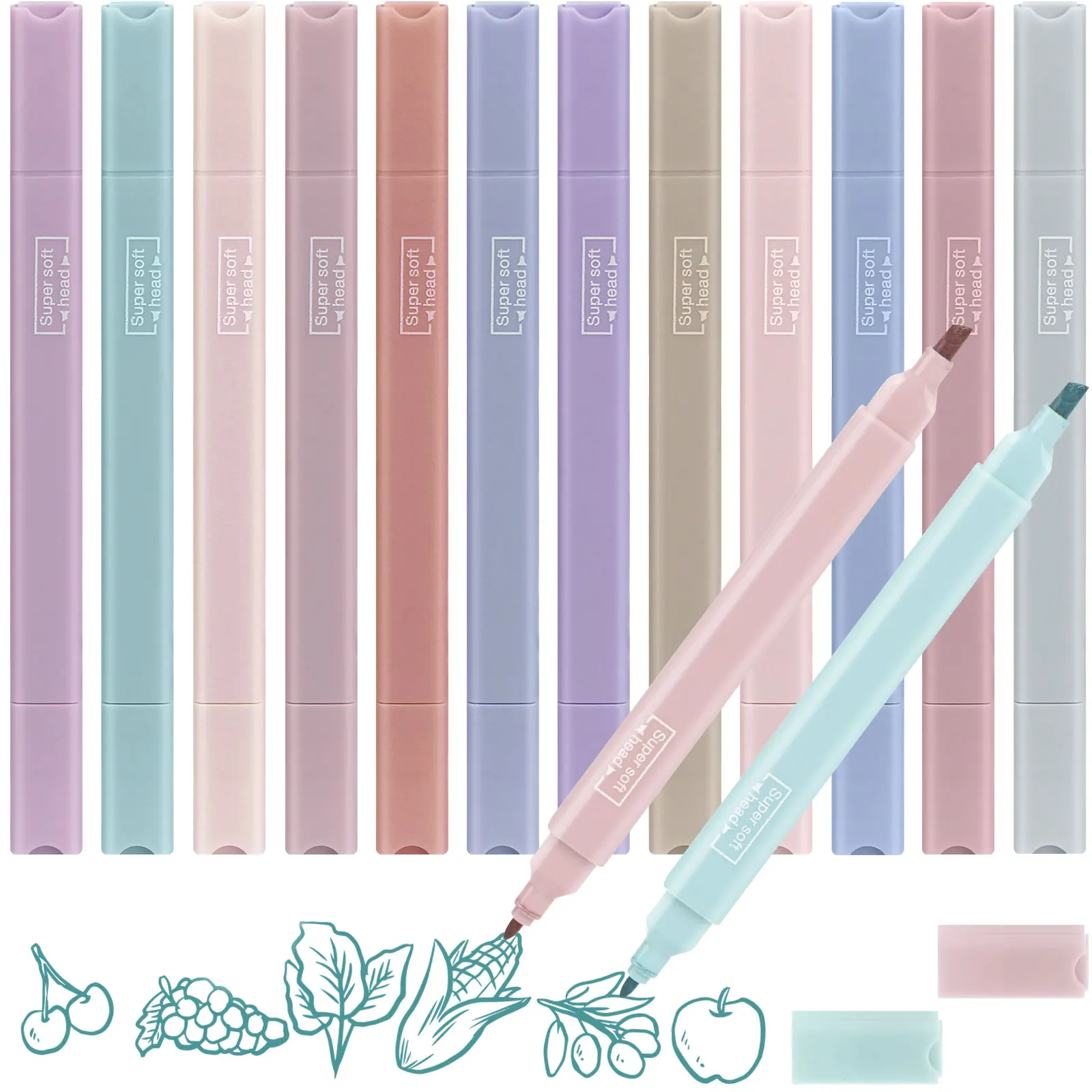 

Double Headed Pastel Highlighters Macaron Colors Highlighter Pens Aesthetic Cute Highlighters Cute Kawaii Stationery