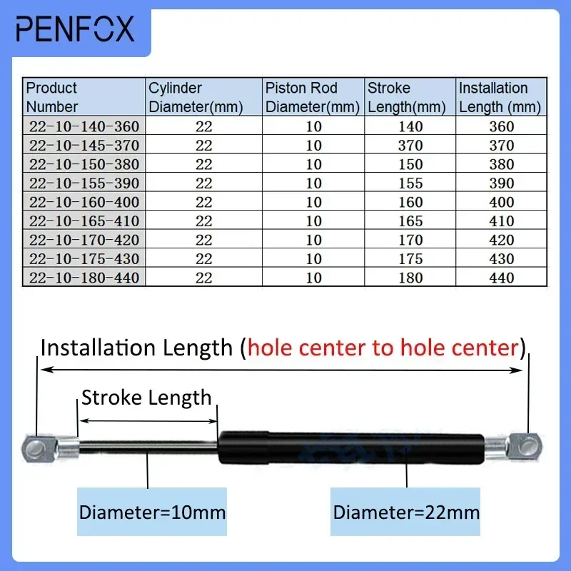 1 шт. 360–440 мм 80 кг/800 Н универсальные стойки газовая пружина амортизатор