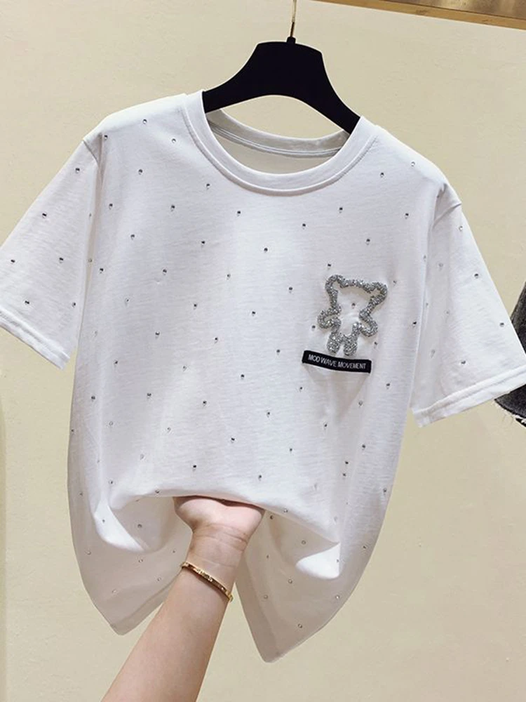 Женская футболка в горошек gkfnmt черная или белая Свободная Повседневная с