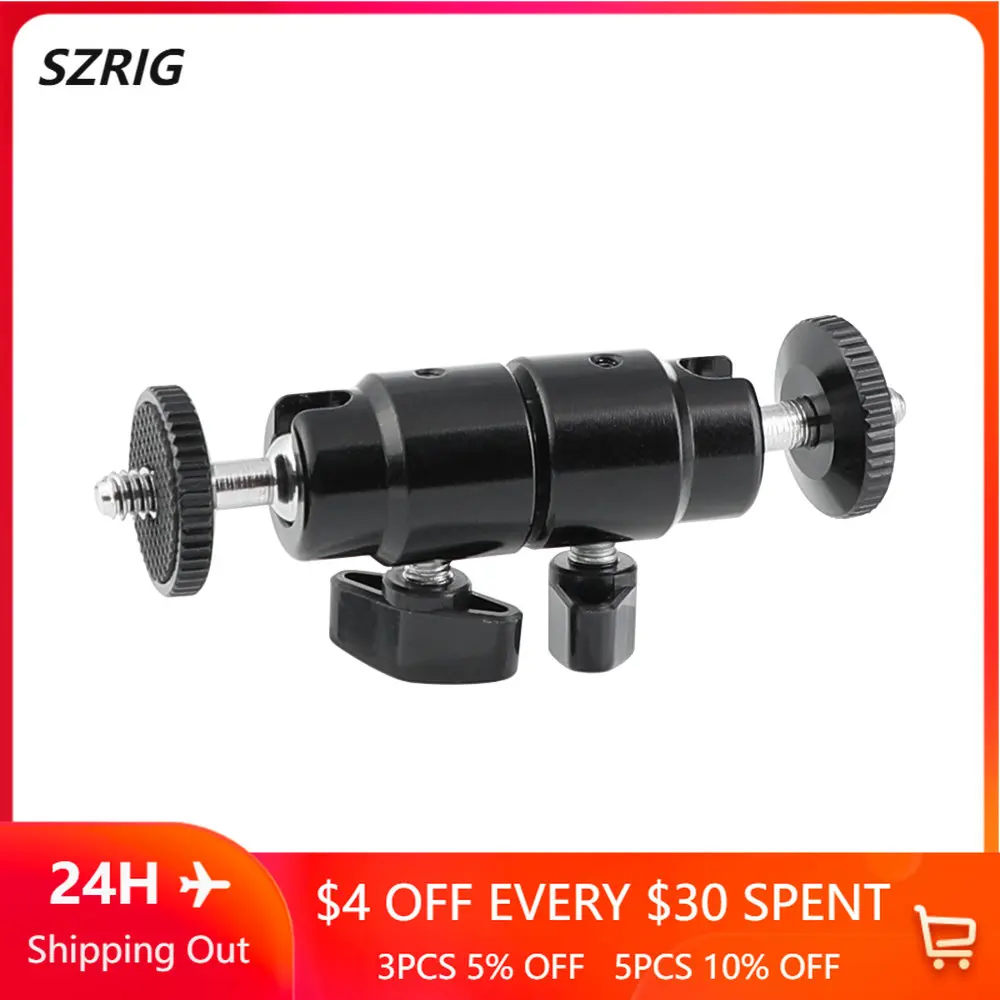 

SZRIG 1/4"-20 Mini Ball Head Double-end Flexible Adjustment For Dslr Camera Monitor Flash Light Photograph Accessories