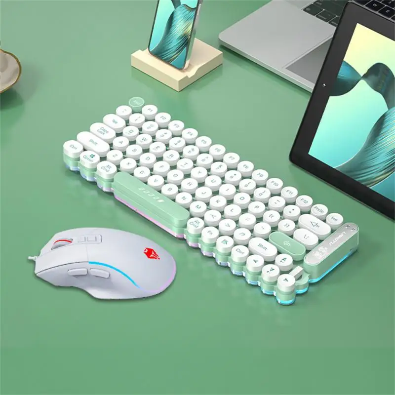 

OG 80 Keyboard Mini Punk Bluetooth 2.4G Wireless RGB Keyboard backlit Mouse Combos Office Computer Mute Wired USB for Desktop