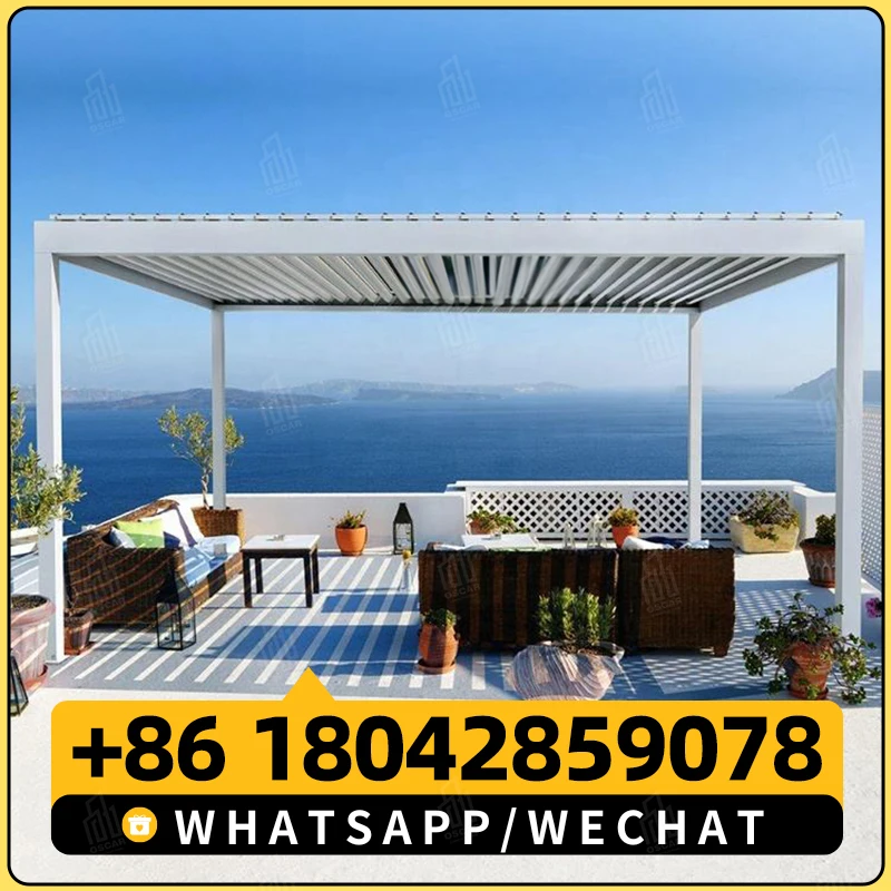 Выдвижная пергола Beleuchtung Pergola 5x4 En Алюминий Природа Давление Обработанного дерева