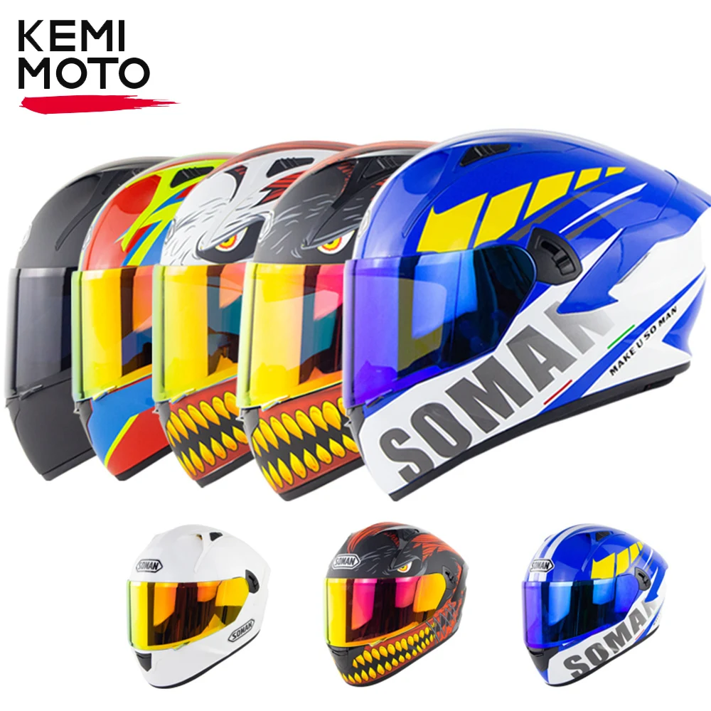 Motorcycle Helmets Motorcross Full face Cascos Moto Capacete DOT Approved Dual Lens with Large Rear Wing Motorbike Helmet enlarge