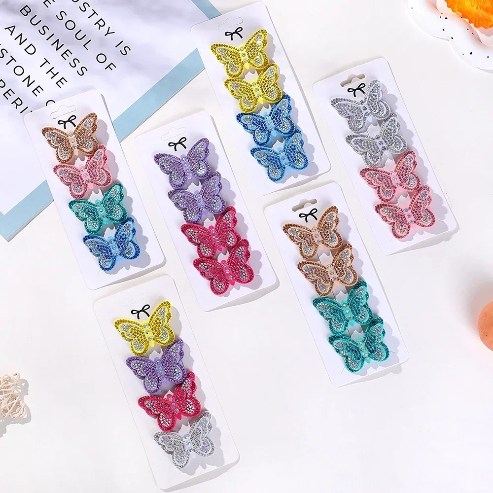 4Pcs/set Boutique Butterfly Hair Clip for Children Lovely Headwear Hairgripes Kids Hairpins Girls Barrette Head Ornaments Gift