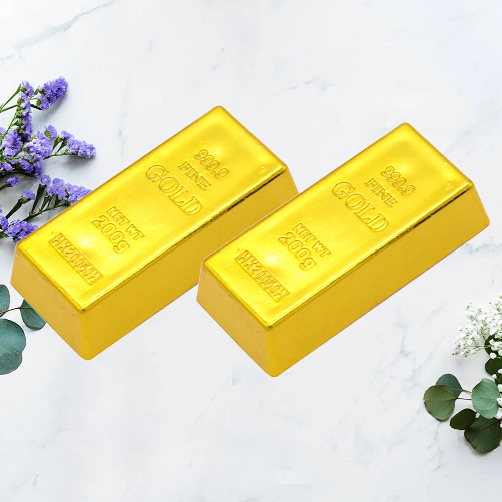 

2 Pcs Nativity Set Kids Pirate Bars Realistic Brick Decorate Gold Bar Decorations Faux Gold Bar Bullion Bars Child