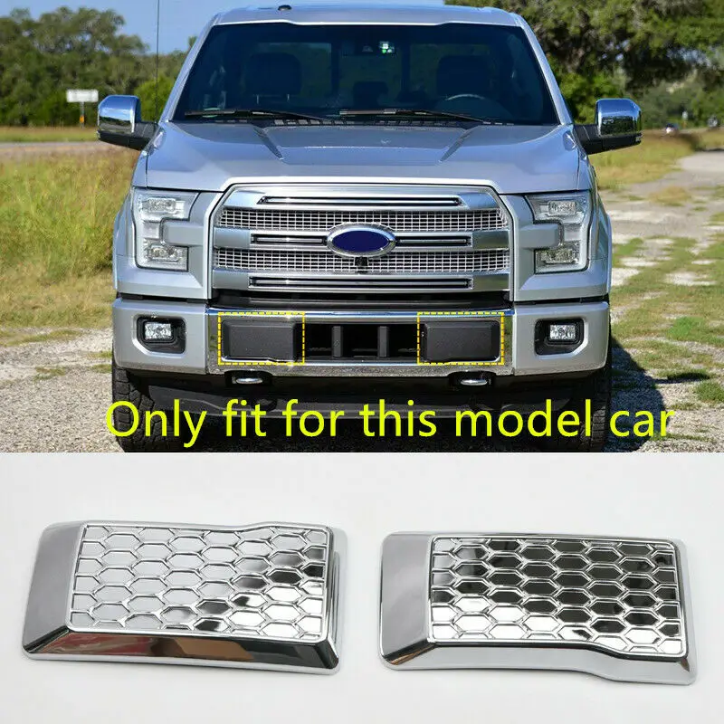 

ABS Chrome Front Bumper Corner Cover Trim 2pcs For Ford F150 F-150 2015-2016