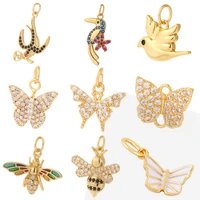 butterfly bird bee charms for jewelry making supplies gold color animals charm pendant design diy charms for earrings necklace