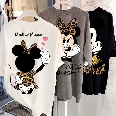 Kawaii Disney Mickey Anime Y2k Women Clothing Graphic Femme T Shirts Clothes Harajuku Oversized T Shirt Womens Tops Blouses