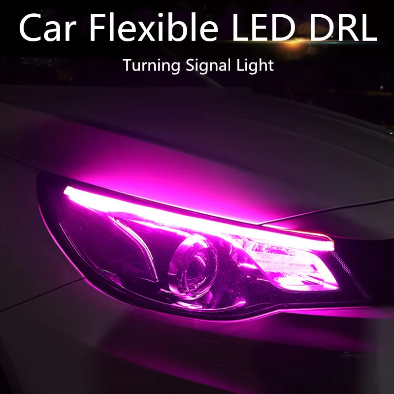 

2PCS DRL LED Daytime Running Lights Super Thin Turn Signal Lamp Headlight Stickers Waterproof 30cm 45cm 60cm White Blue