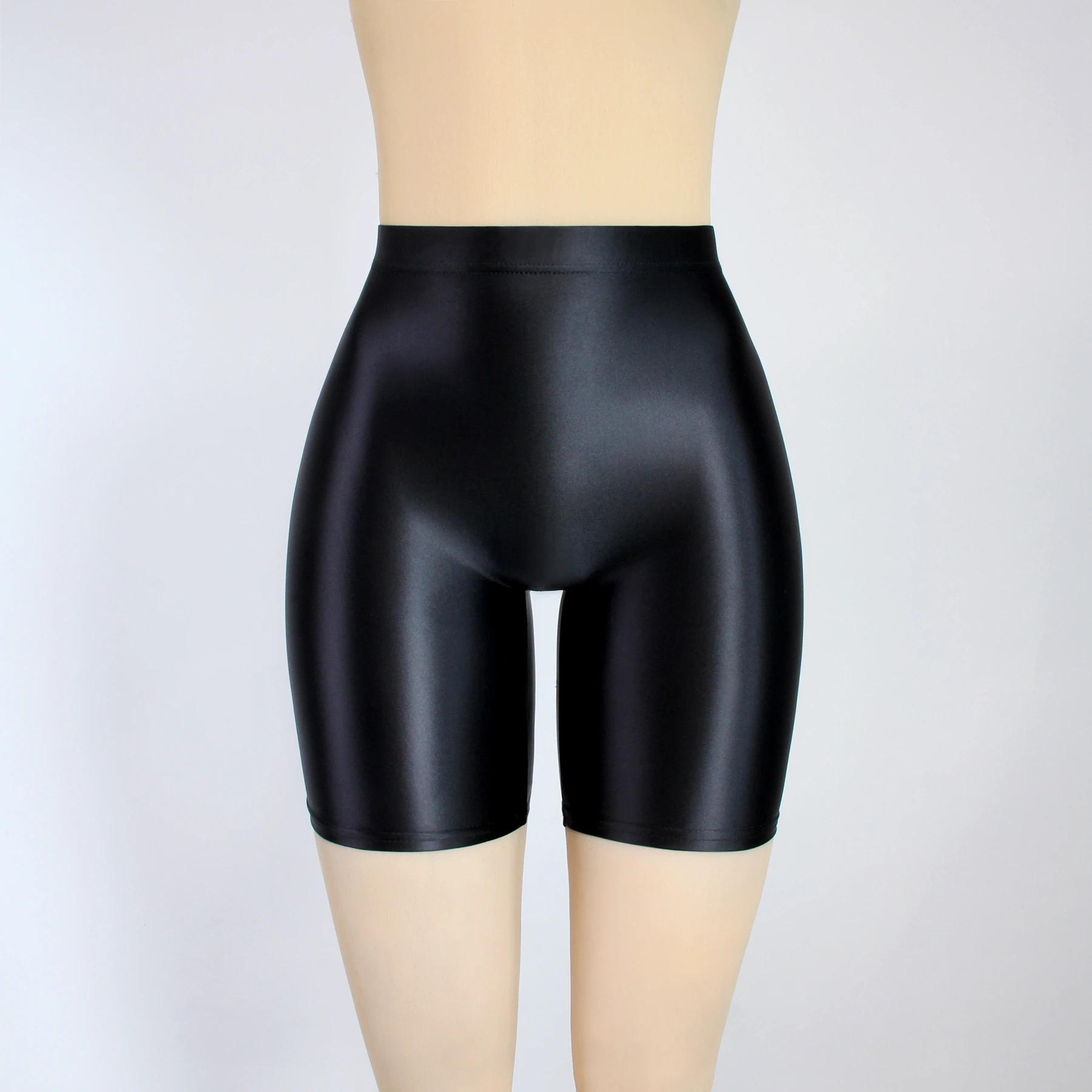 XCKNY Seamless front short tights oil glossy sports pants glossy stretch pants slim pants sexy silk slim waist yoga swim shorts