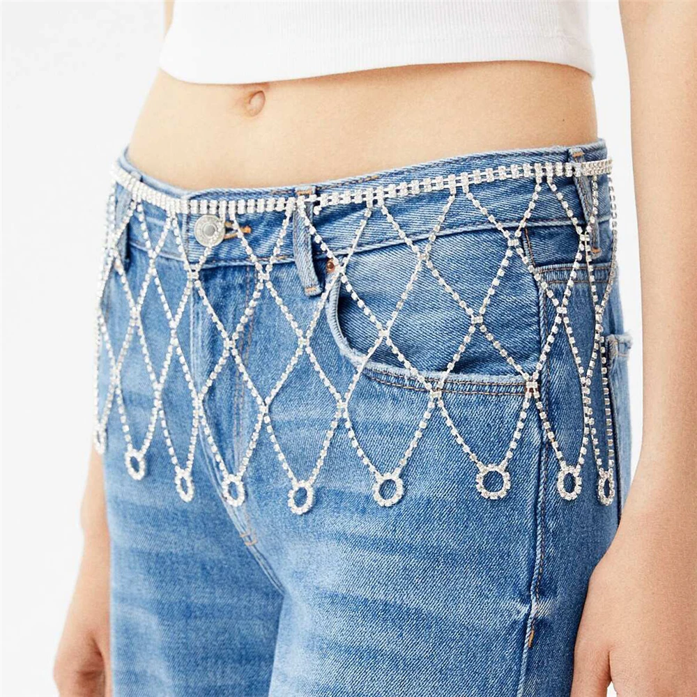 

Роскошные Полные Стразы, сетчатая цепочка на талию, женская сексуальная модная цепочка с полыми стразами, оптовая продажа ювелирных издели...