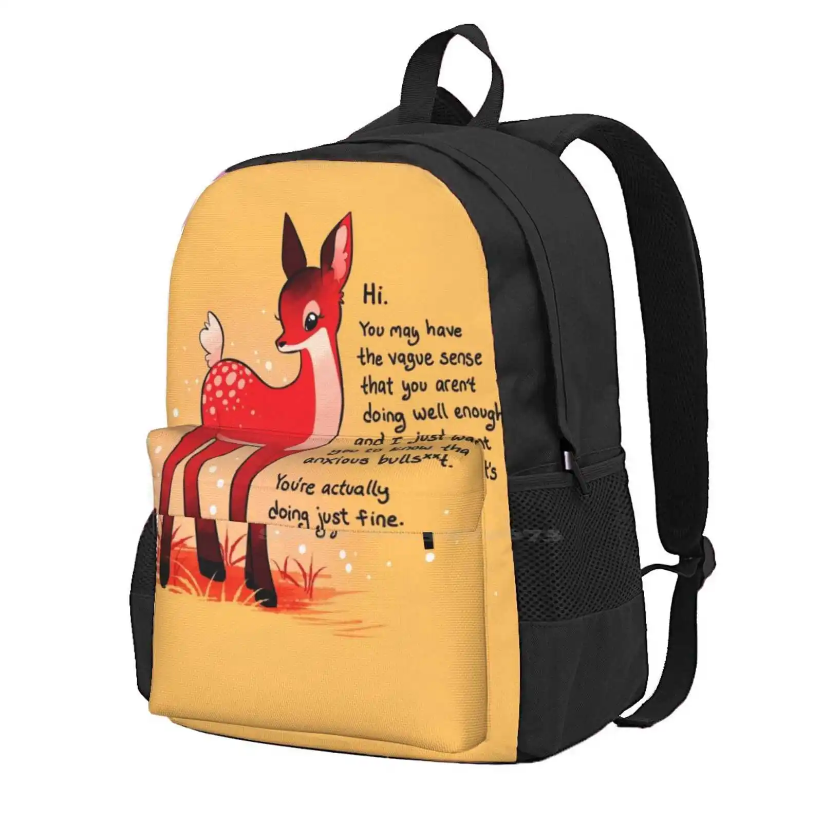

Детский рюкзак с оленем «youfour Doing Just Fine», модный рюкзак с оленем, милая мягкая поддержка психического здоровья