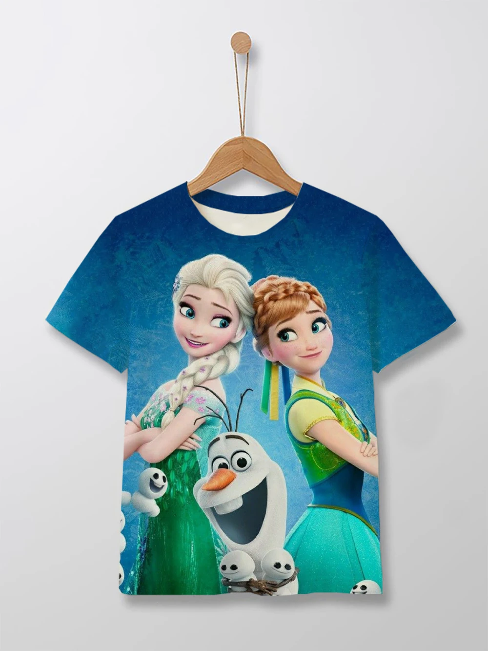 

Новая детская одежда Disney, футболка «холодная принцесса», футболка с круглым вырезом и коротким рукавом, Повседневная Толстовка с принтом, т...