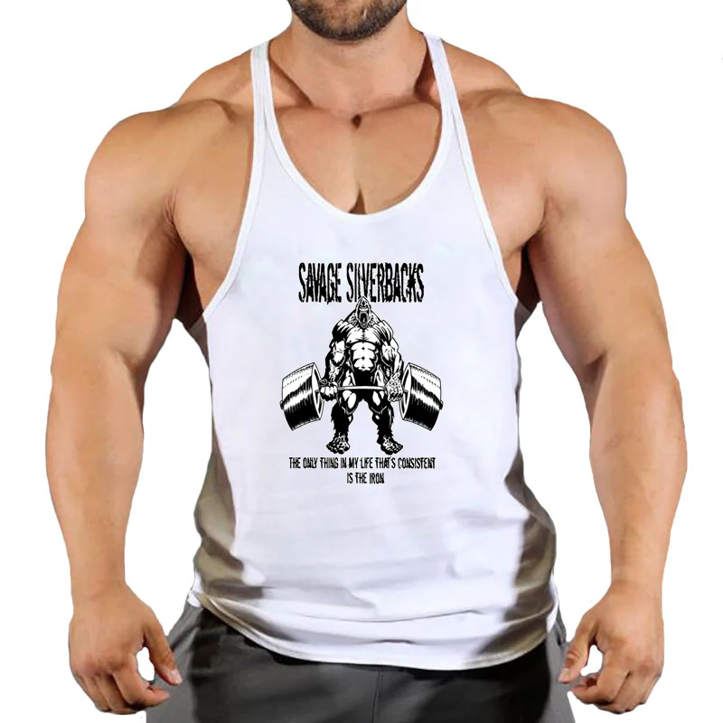 

Casual Printed Tank Tops Men Bodybuilding Sleeveless Shirt Cotton Gym Fitness Workout Clothes Stringer Singlet Male Running Vest