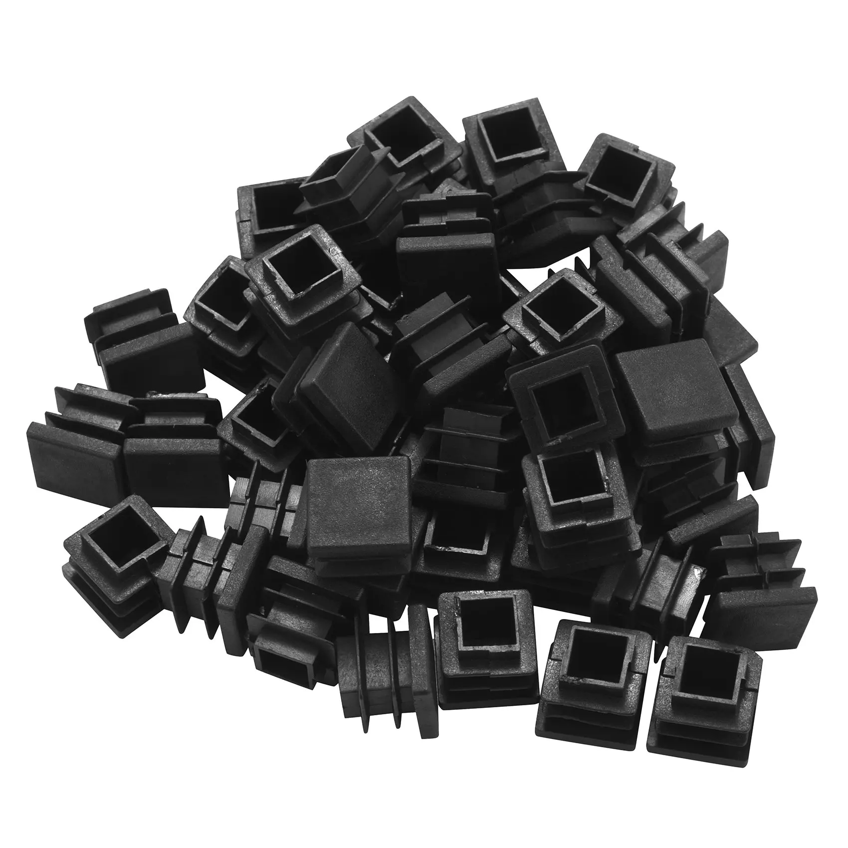 

50 Pcs Plastic Blanking End Cap Square Tube Insert 16mmx16mm Black