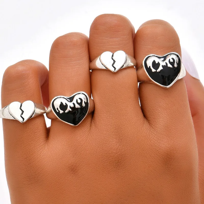 

Jewelry Gifts Women 4-piece Punk Heart Finger Ring