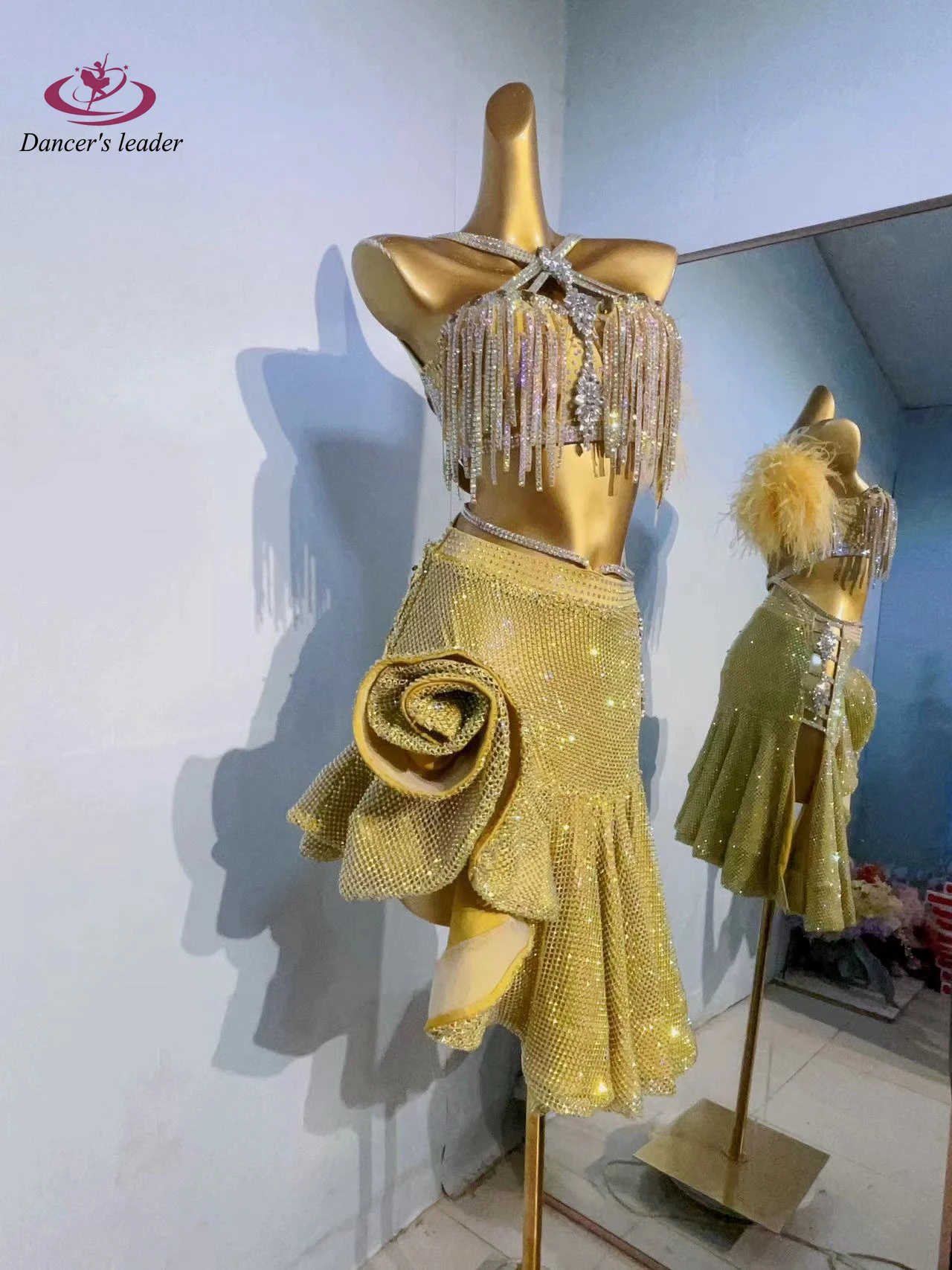 Женская юбка для латиноамериканских танцев настраиваемая из сетчатой ткани с