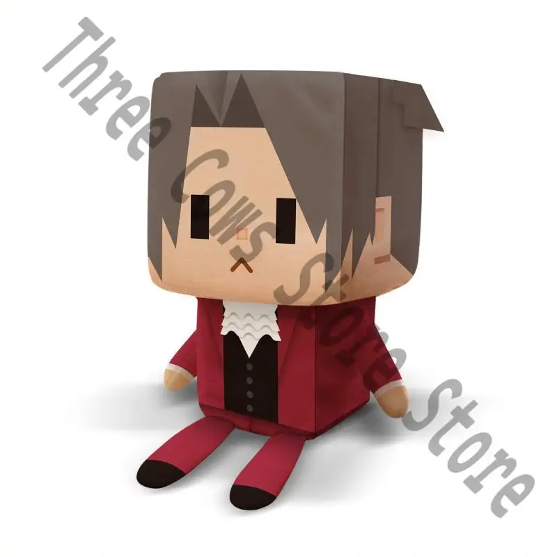 Аниме Ace Attorney Miles Edgeworth Косплей Kawaii Квадратные мягкие игрушки Пушистые куклы