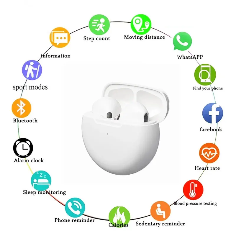 

2022 New Original Pro6 TWS Touch Control Wireless Headphone Bluetooth 5.0 Earphones Sport Earbuds Music Headset