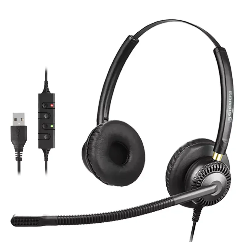 

Binaural noise reduction customer service headwear agent electric pin headset computer laptop usb mobile phone phone anti-noise