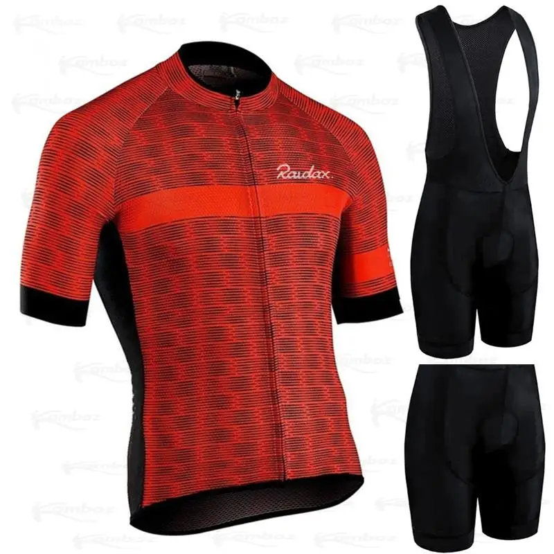 Купи Red New Raudax Cycling Jersey Set Men quick-dry Bike clothes riding sportswear summer Cycling Clothing MTB uniform ropa ciclismo за 505 рублей в магазине AliExpress