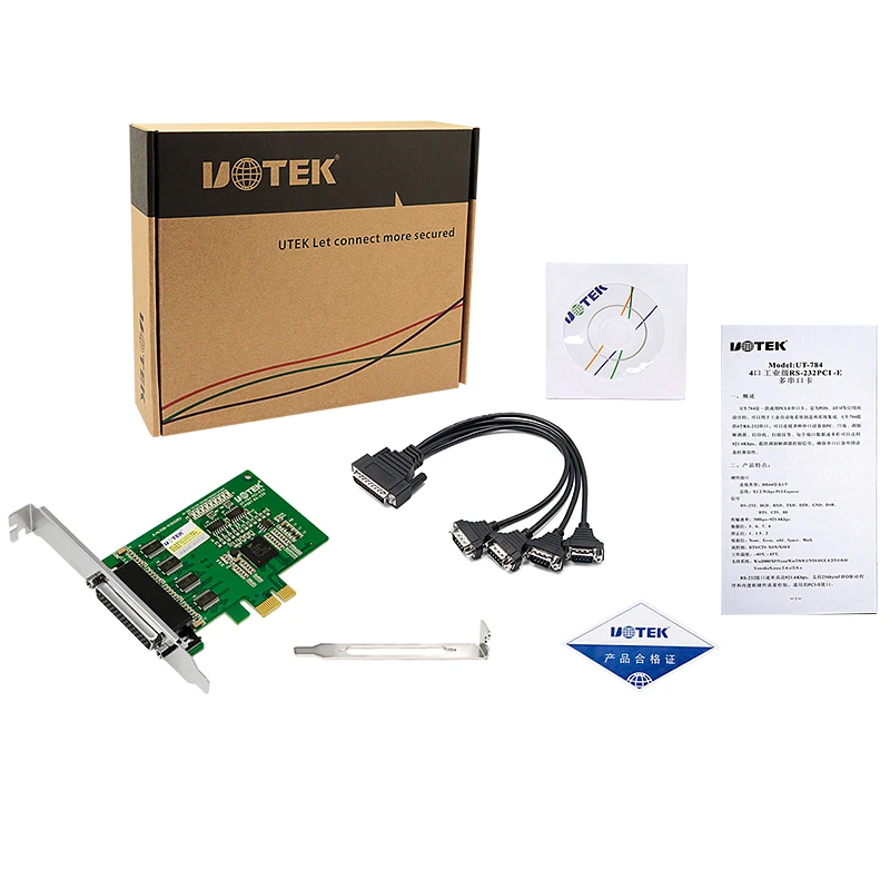 UOTEK Industrial PCI-E к RS-232 серийная карта PCIE RS232 4 порта высокоскоростной конвертер DR44 Com DB9