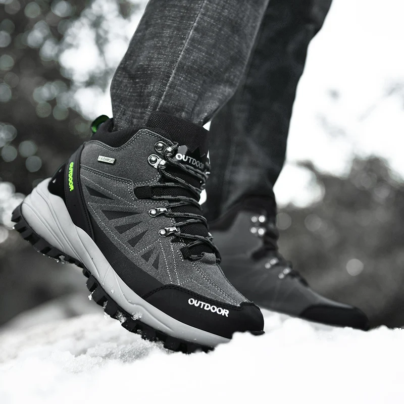Outdoor Men Winter Boots Hiking Shoes Padded Warm Trekking Men Boots High top Mountain Climbing Sneakers Men Tactical Sneakers