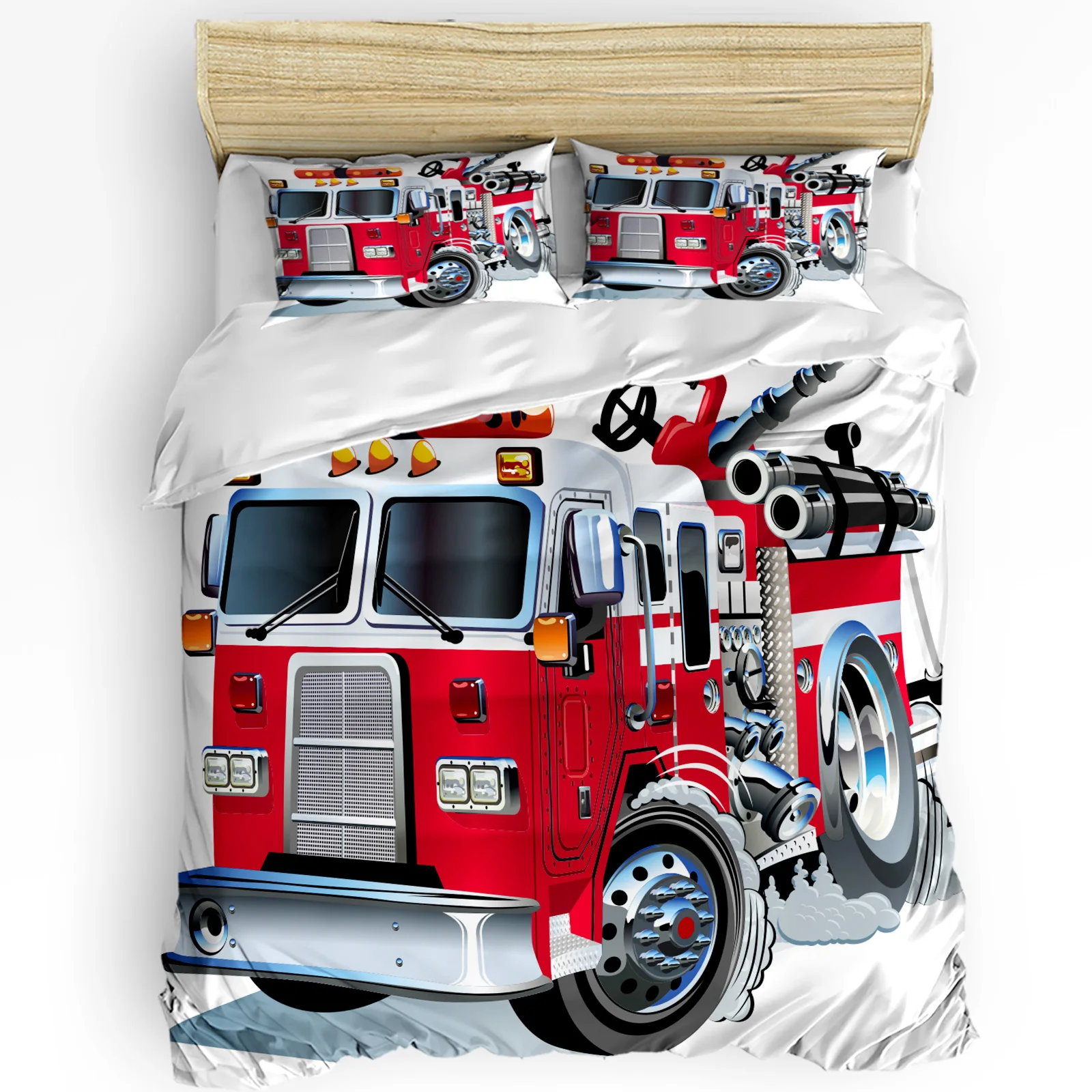 

3pcs Bedding Set Red Car Fire Truck Cartoon Home Textile Duvet Cover Pillow Case Boy Kid Teen Girl Bedding Covers Set