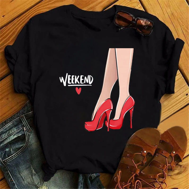 

Женский топ с круглым вырезом, на высоком каблуке