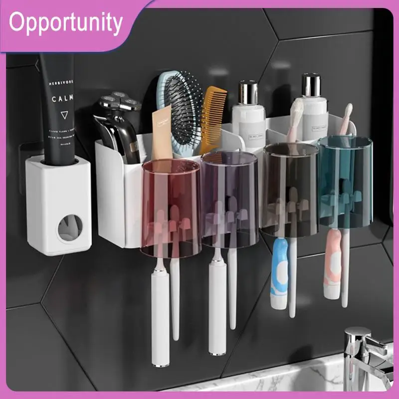 

Multi-functional Storage Rack Wall Mounted White Toothbrush Holder Traceless Creative Storage Box Storage Tools Punch-free