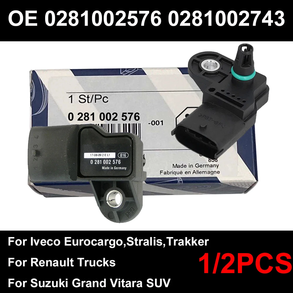 

1/2PCS B-osch Original 0281002576 0281002743 Intake Manifold Pressure Sensor 20524936 0281006102 For Volvoo V-W Ivevoo Renaultt