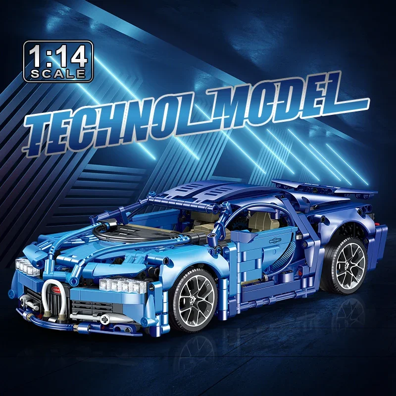 Фото 1:14 масштабная модель строительного блока гоночного автомобиля Bugatti, техническая собранная машина, кирпичи, игрушки для детей и взрослых, подарок №1