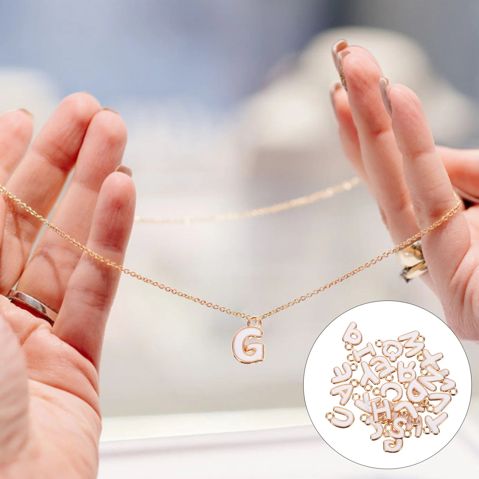 

Choker Letters Backpack Letter-shaped Decors Necklace Pendant Hanging Accessories White Zinc Alloy Handmade Ornaments