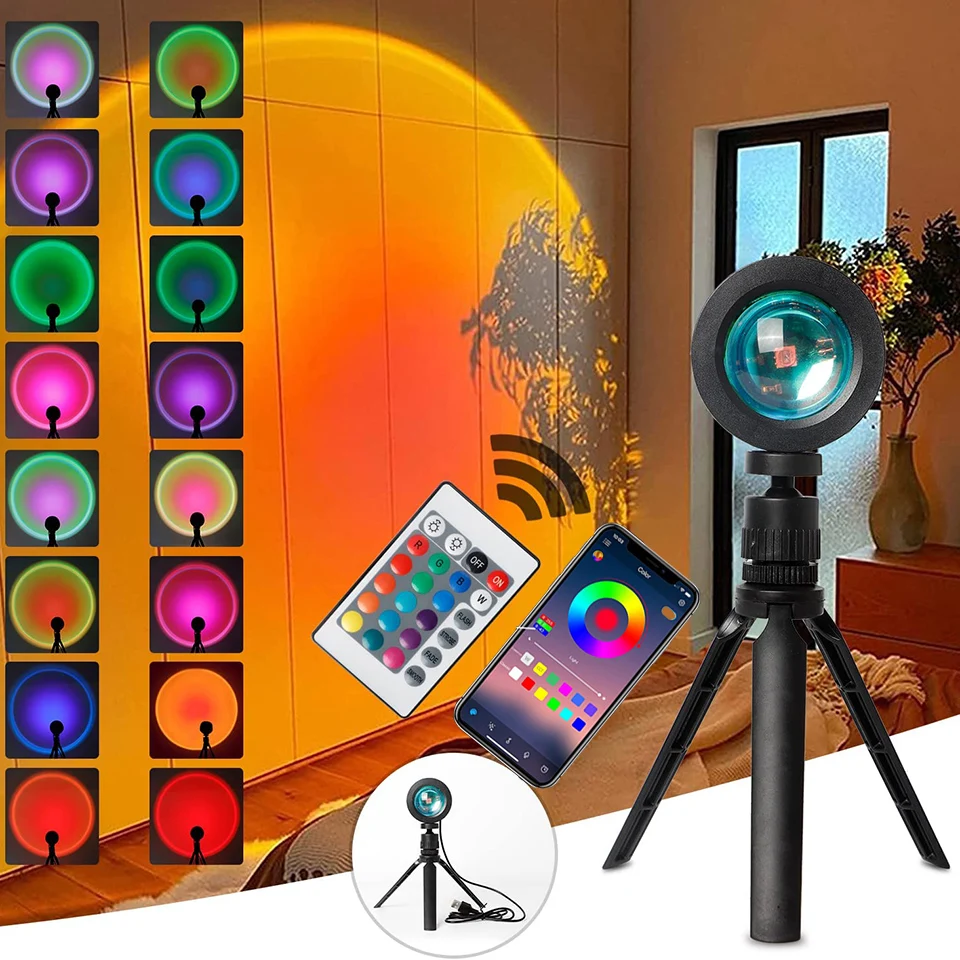 

Adjustable Photography Sunset Lamp Led USB Smart APP Remote Projector Night Light Home Decor Room Wall Decoration Lighting 5V