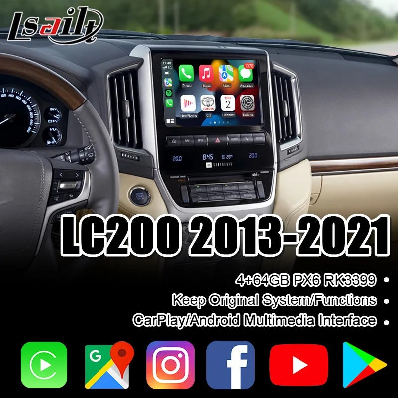 

4GB Android 9.0 GPS Navigation&Carplay Video Interface for Land Cruiser LC200 2013-22 with Andriod Auto , YouTube VX-R GX-R