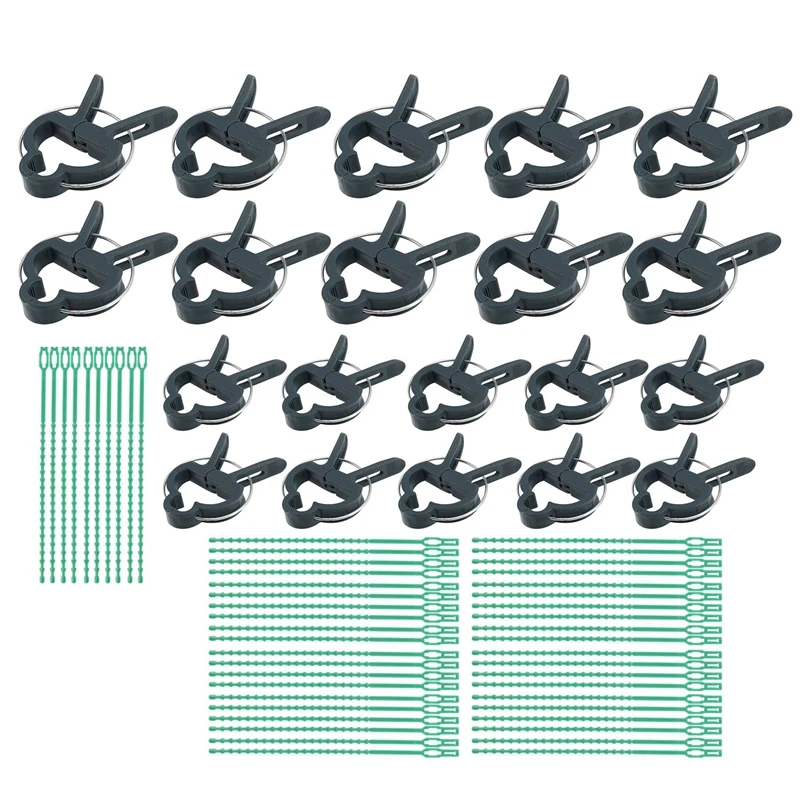 

20Pcs Reusable Plant Support Clips Clamps 50 Ties For Plants Hanging Vine Garden Greenhouse Vegetable Tomatoes Clips