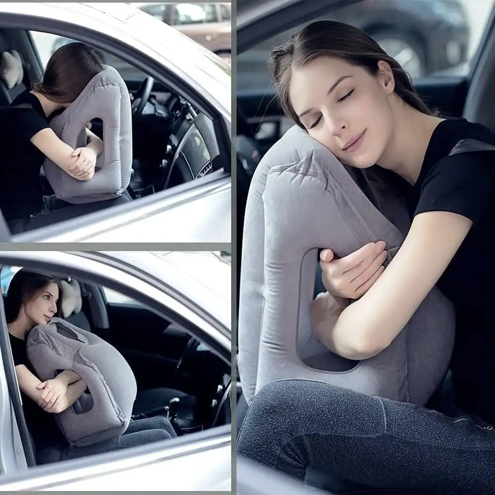 

Inflatable Travel Pillow PVC Portable Headrest Chin Support Cushions for Airplane Plane Car Office Rest Neck Nap Pillows