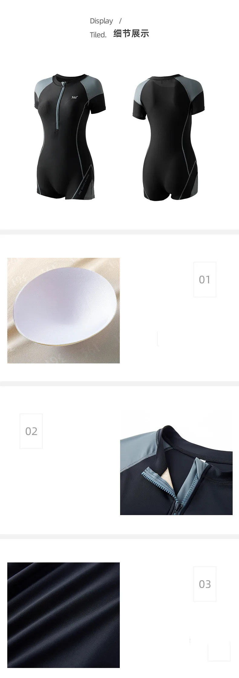 361 One Piece Raceback Swimsuit With Paded For Women WaterProof Push Up High Elastic Plus Size Professional Bathing Beach Wear