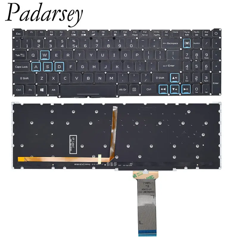 

Padarsey Keyboard for Acer Predator Helios 300 PH315-52 PH315-53 PH317-53, Nitro 5 AN515-43 AN515-54 RGB Backlit US Layout