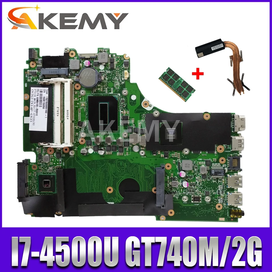 

Материнская плата для ноутбука Asus A750J K750J K750JB X750JB X750JN, протестированная материнская плата, 100% нормально, I7-4500U GT740M/2 ГБ, бесплатный радиатор + 4 ...