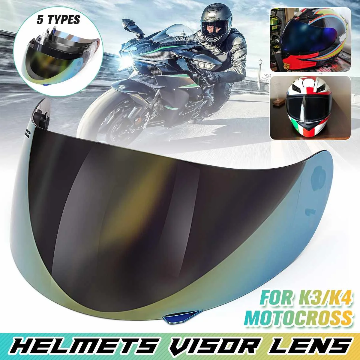 Full Face Motorcycle Helmet Dual Lens Motorbike Motorcycle Helmet Lens Visor Moto Windshield Moto Shield For AGV K3 K4