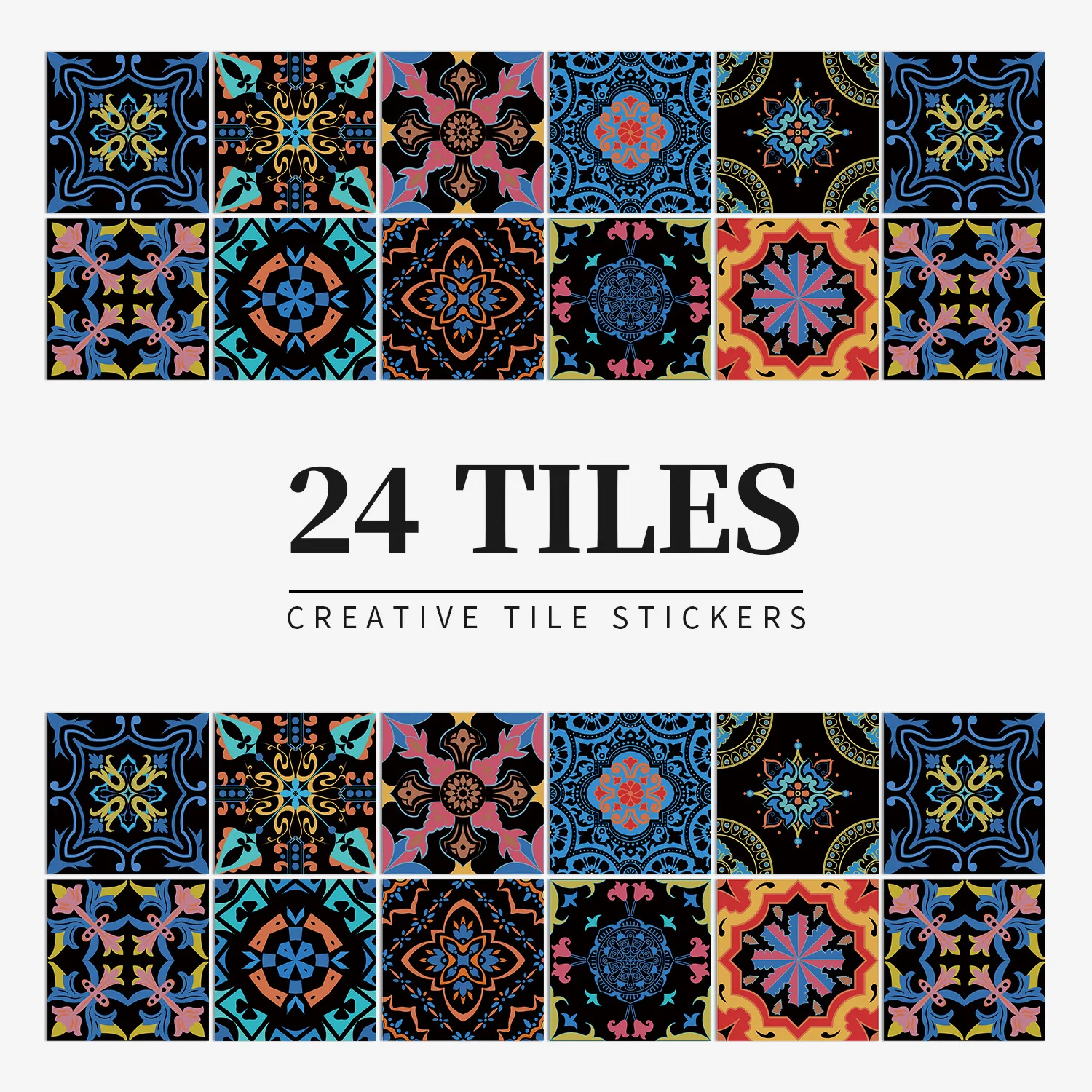 

American Style 24Pcs Tile Stickers Self Adhesive for DIY Furniture Floor Wall Kitchen Wallpaper Abstract Pattern Art Mural
