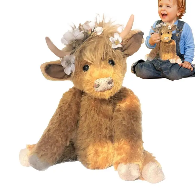 

Scottish Highland Cow 9.8inch Highland Cattle Plush Doll Realistic Cuddly Farm Toy Stuffed Animal Plush Toys Soft Stuffed Gift